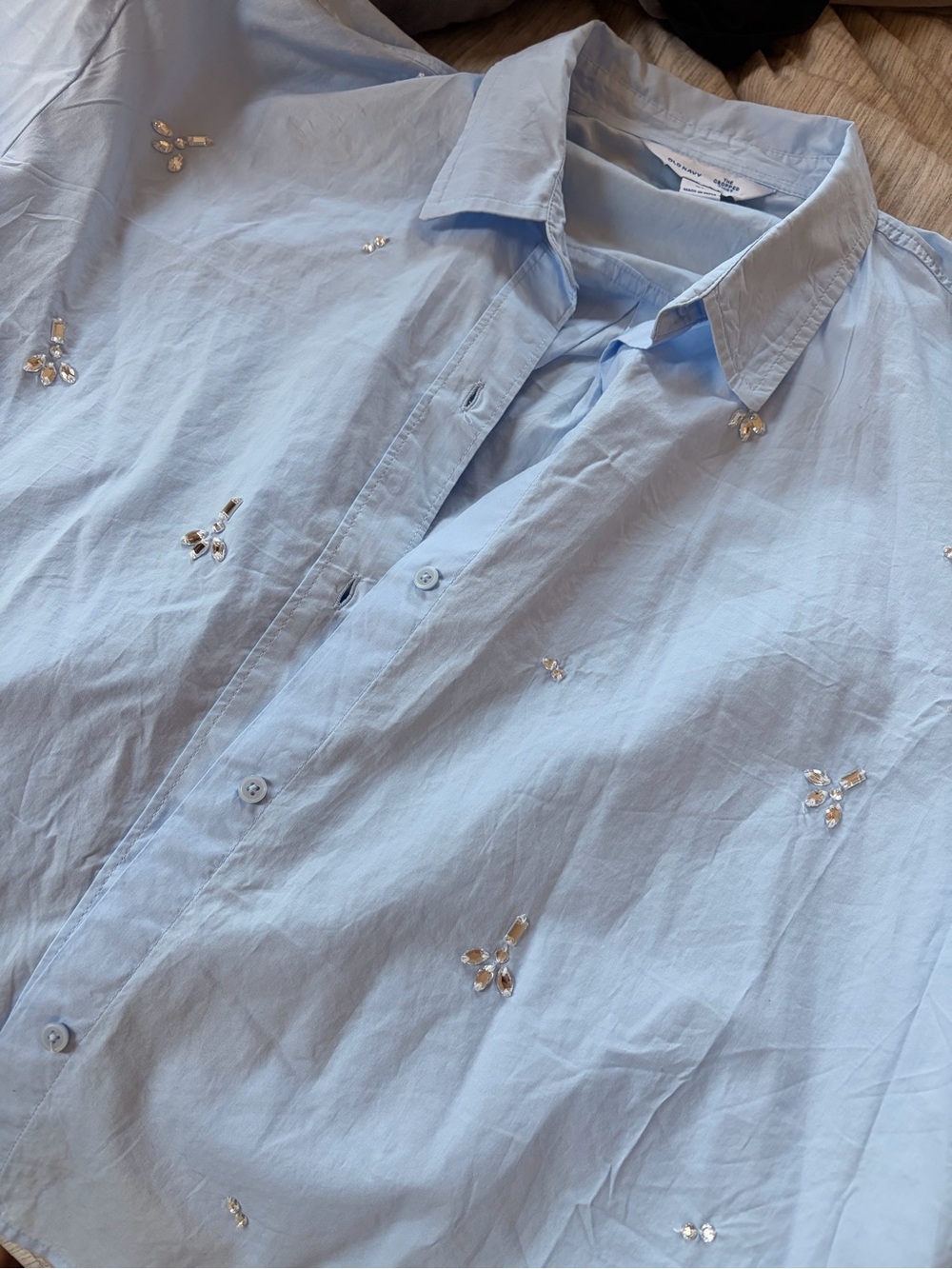 Old Navy Light Blue Embellished Button-Up Blouse - Picture 10 of 10